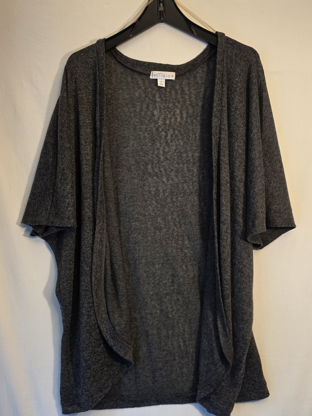 Women's Short Sleeve Gray Sweater Cover Up - 2X